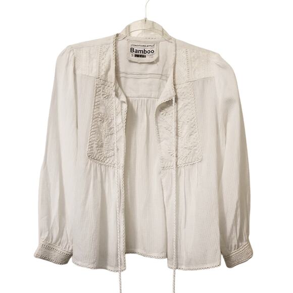 New Anthropologie Rubiya Kimono Bamboo Top by Conditions Apply $118 Ivory - Picture 3 of 6